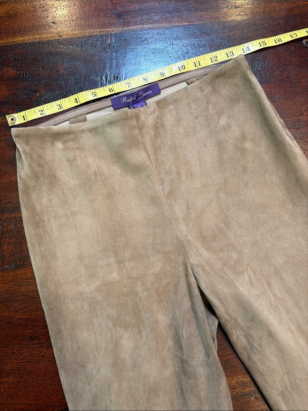 Ralph Lauren Collection Tan Suede Leather Pants Pre-Fall 2016 size 4 - Picture 12 of 14
